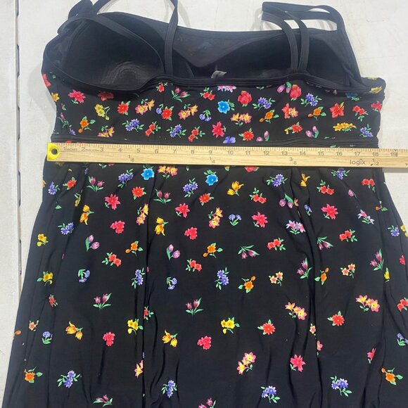St. Johns Bay Black Floral Tankini Swim Suit Size 24W One Piece Plus Size Skirt - Picture 10 of 12